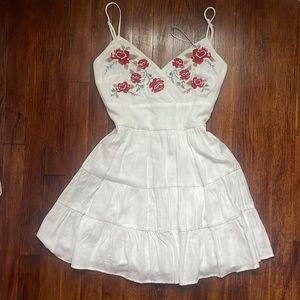White and floral mini dress